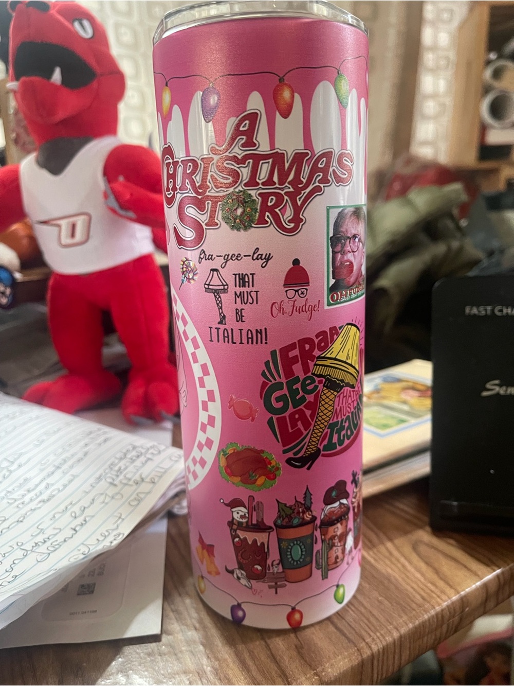 A Christmas Story Pink Holiday Party Tumbler